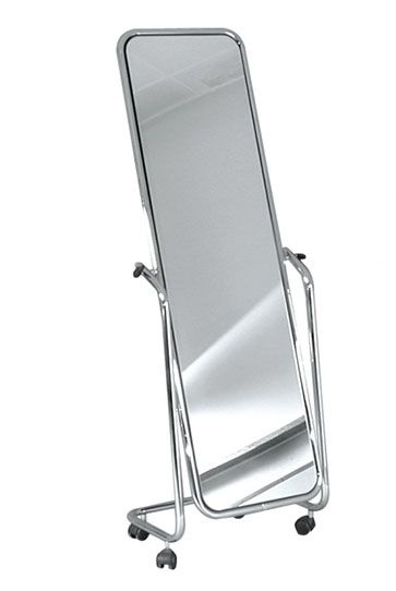 Passpiegel H143 cm Chroom op wielen verrijdbaar