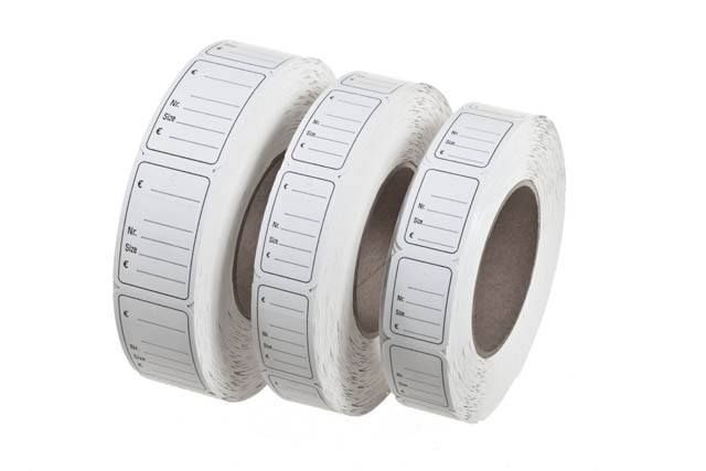 Kaartjes 50 x 30 mm met perfo en bedrukt wit