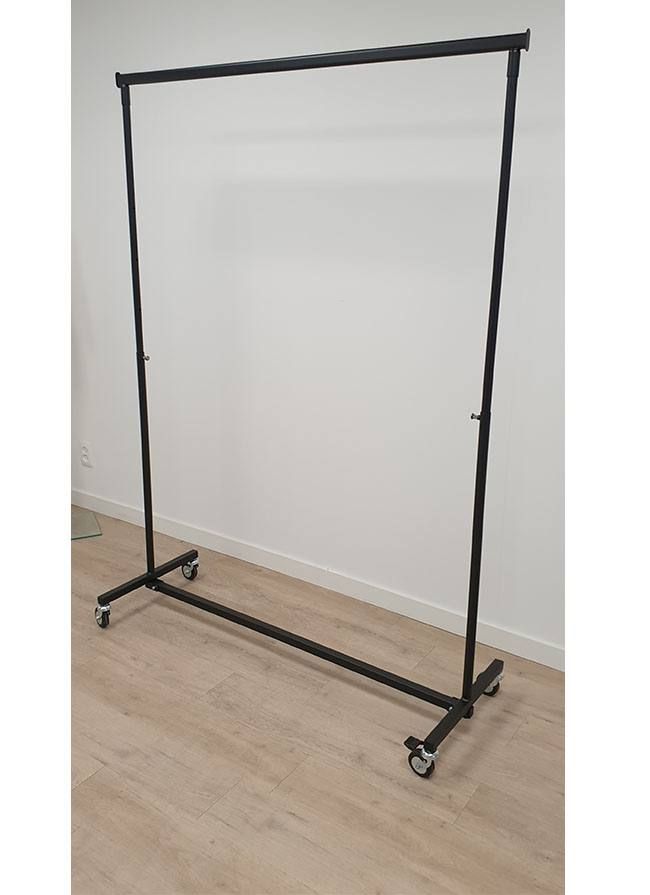 Vouwrek zwart 143cm hoogte verstelbaar grote wielen geremd hoogste stand