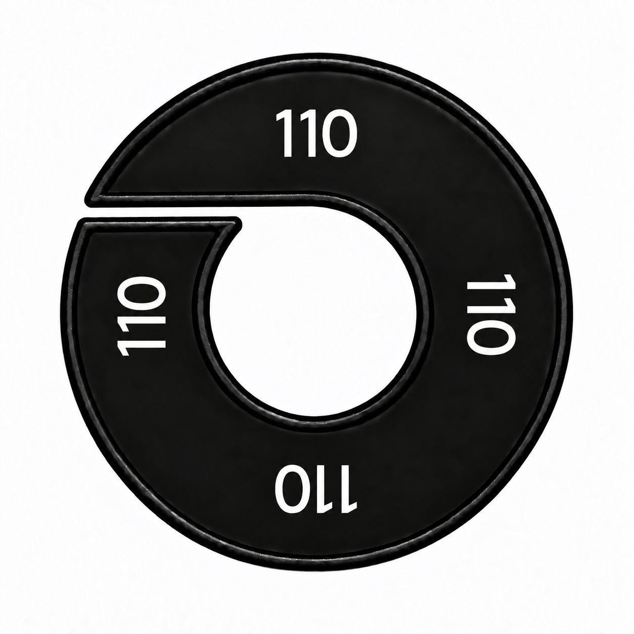 Maatring schijf kledingrek maat 110 zwart 9 cm