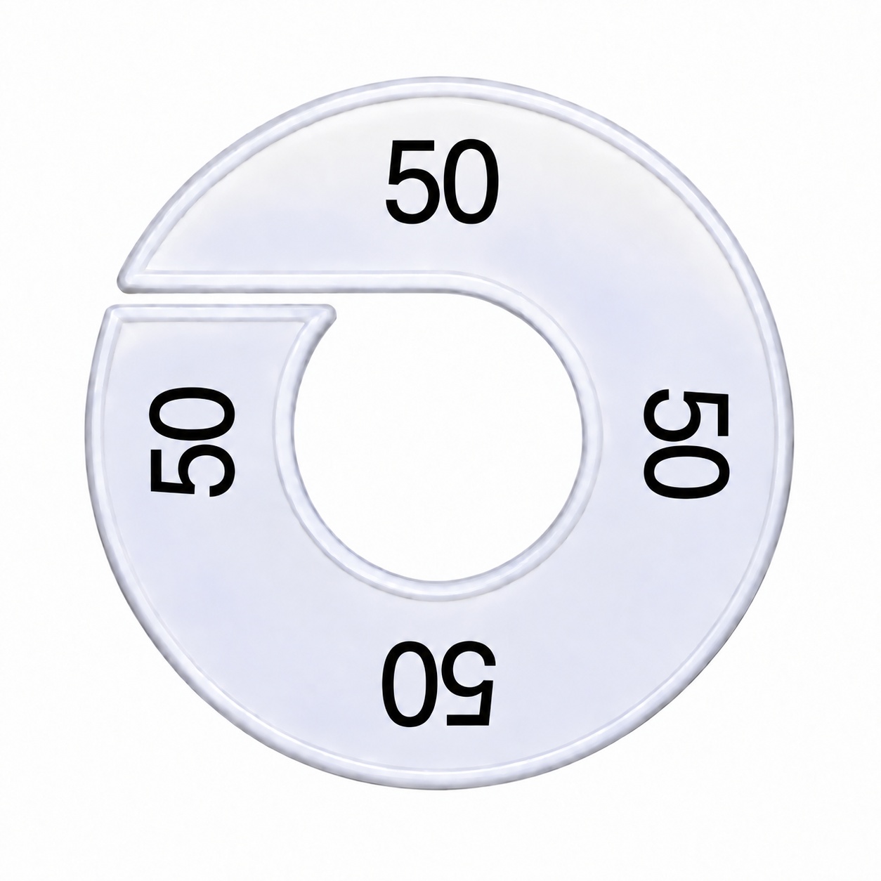 Maatring schijf kledingrek maat 50 wit 9 cm