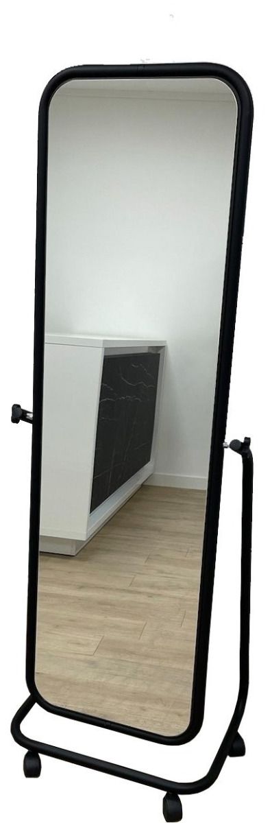 Passpiegel zwart verrijdbaar en kantelbaar 143cm hoog