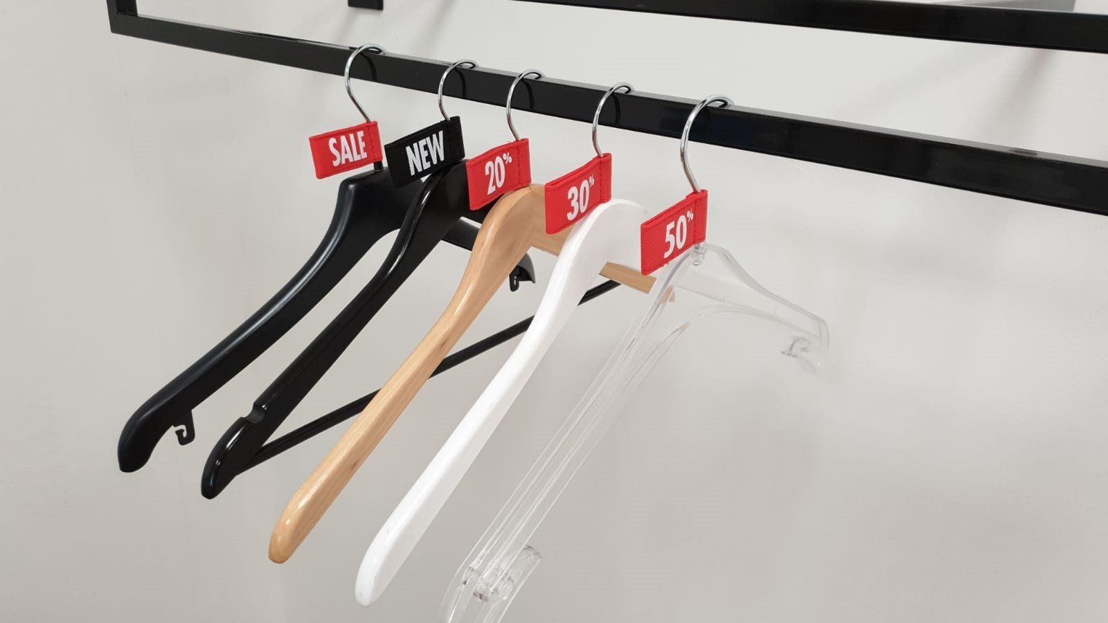 Label aanduider vaantje kledinghangers NEW zwart voorbeeld 2