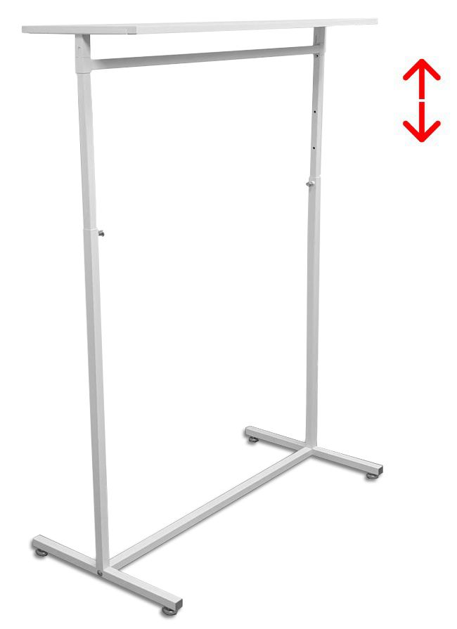 Kledingrek design 98 x 123-187cm verstelbaar wit met wit legbord