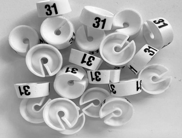 Maatdopje maat 31 wit maataanduiding voor kledinghangers per 25 stuks