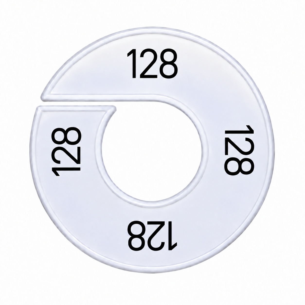 Maatring schijf kledingrek maat 128 wit 9 cm