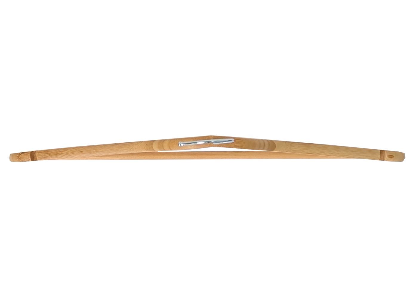 Geknikte kledinghanger 44 cm met broeklat Blank gelakt hout bovenaanzicht