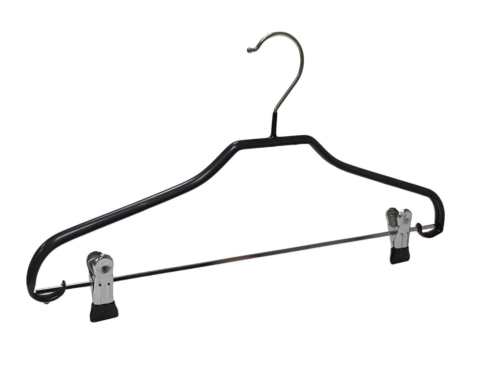Antislip kledinghanger B42 cm met klemmen-knijpers Zwart