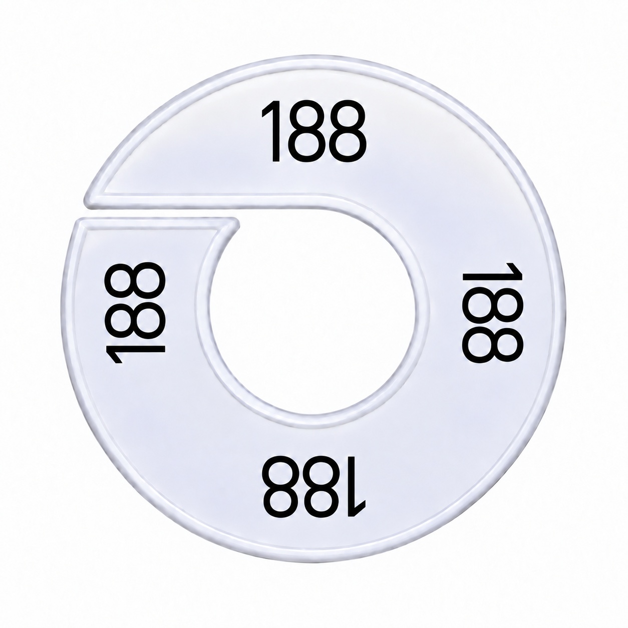 Maatring schijf kledingrek maat 188 wit 9 cm