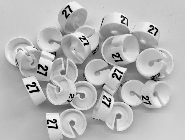 Maatdopje maat 27 wit maataanduiding voor kledinghangers per 25 stuks