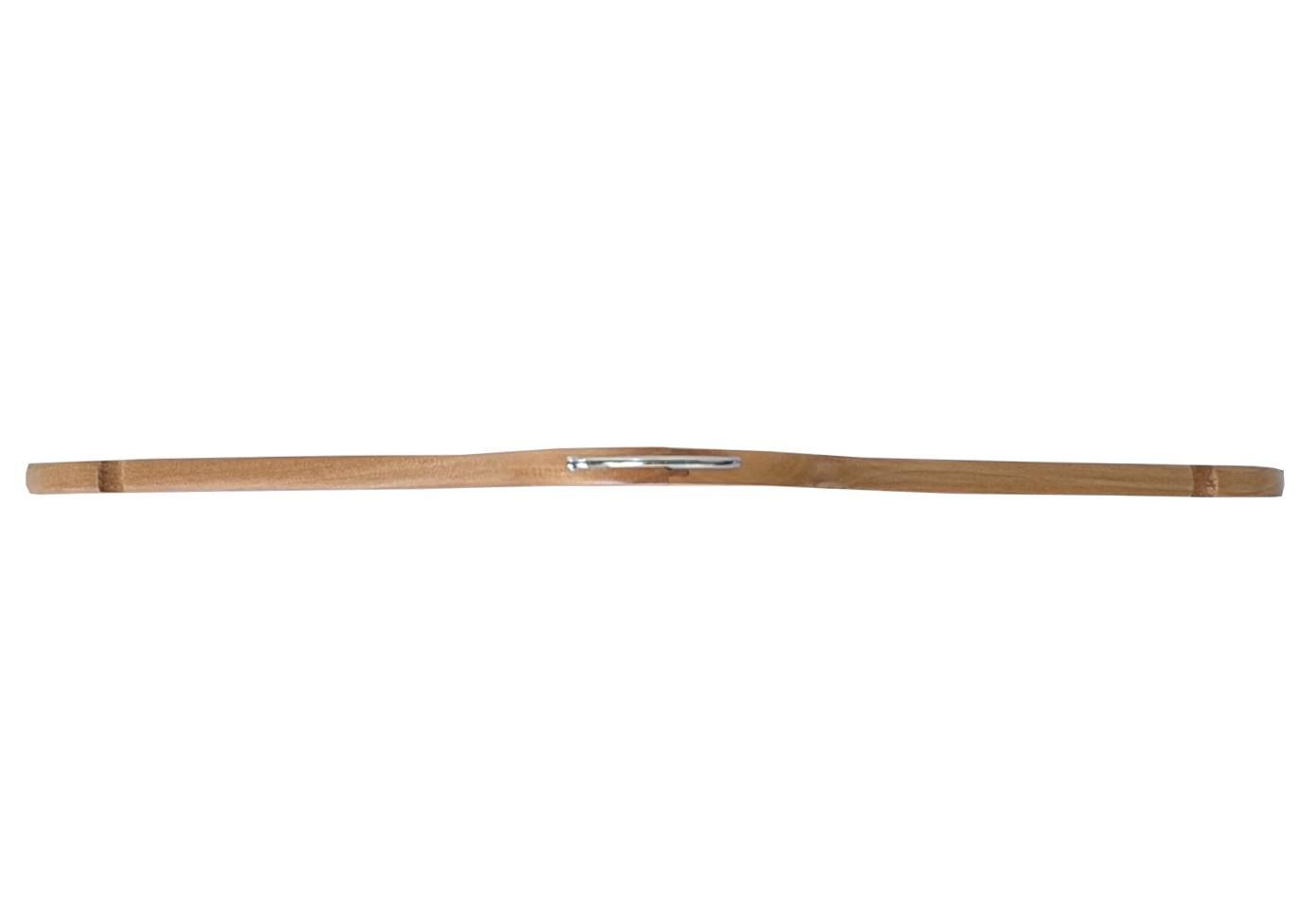 Vlakke kledinghanger 44 cm met broeklat Blank gelakt hout bovenaanzicht
