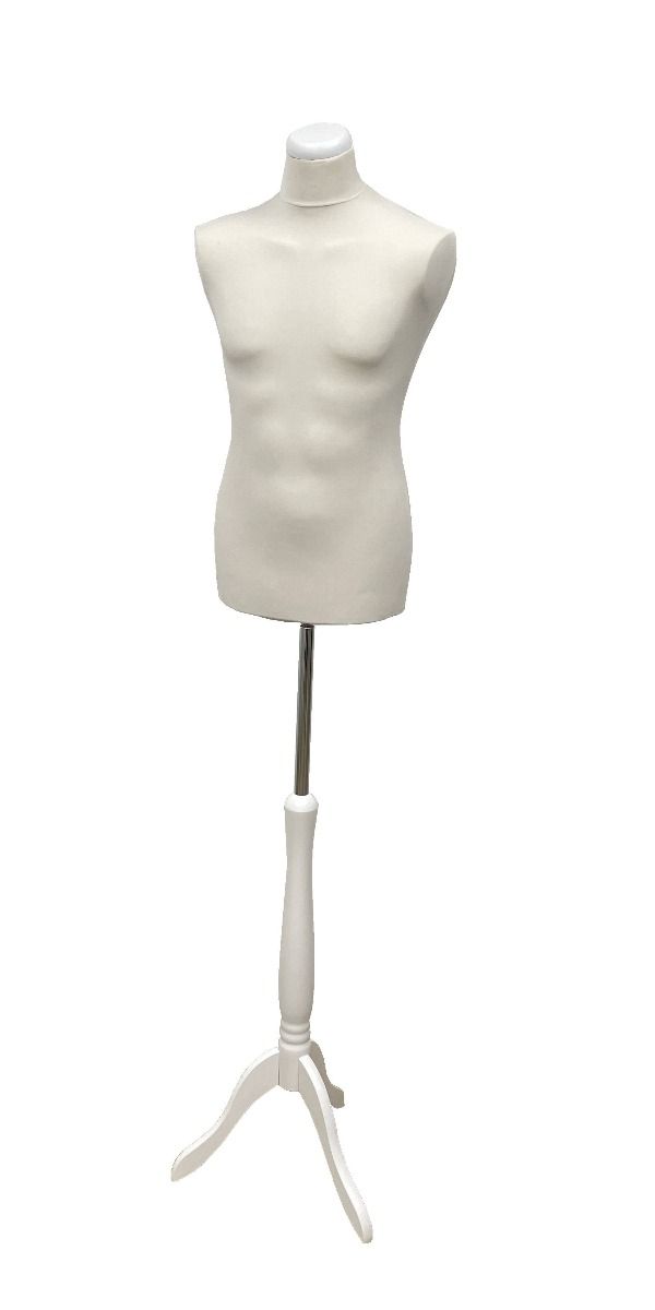 Paspop man wit met witte driepoot en dop