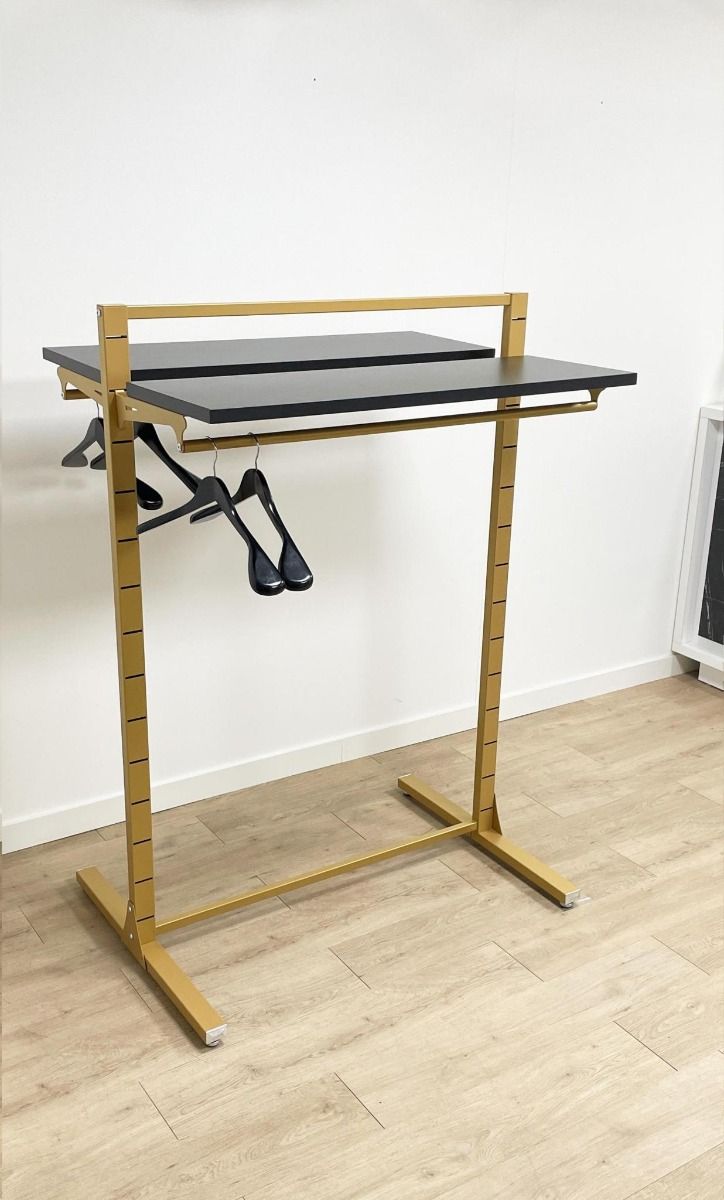 Kledingrek middenunit Laser gondola wit legbord met hangstang voorbeeld 2
