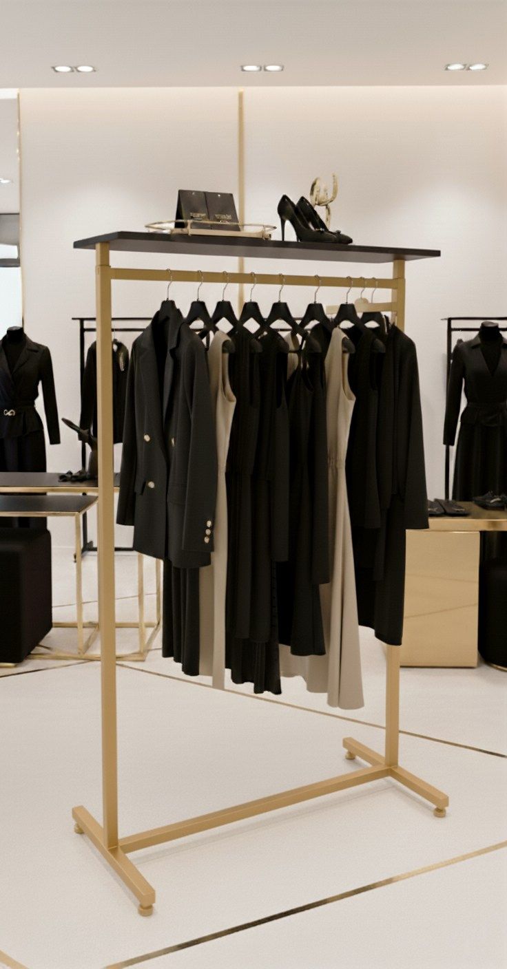 Kledingrek design goud met legplank voorbeeld