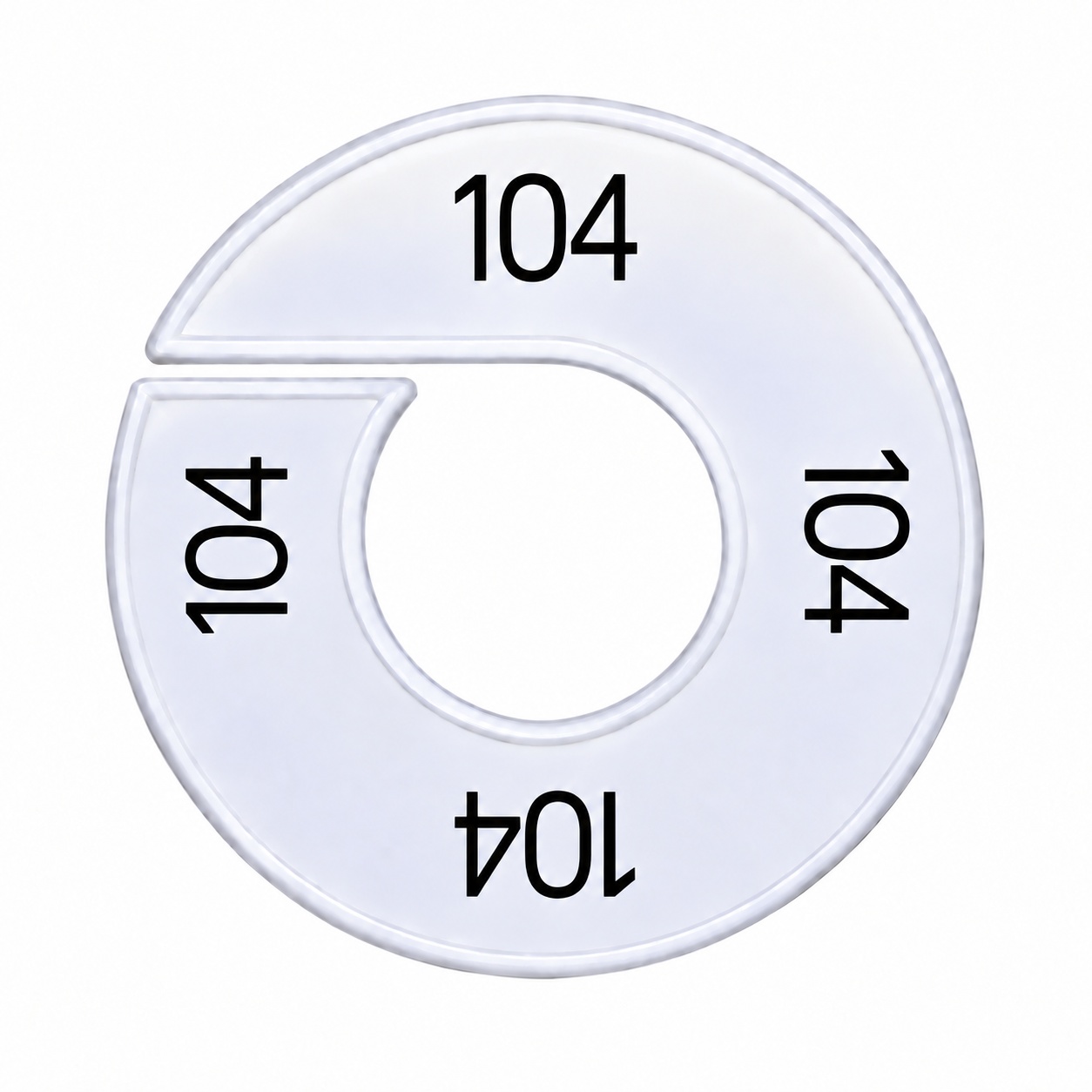 Maatring schijf kledingrek maat 104 wit 9 cm