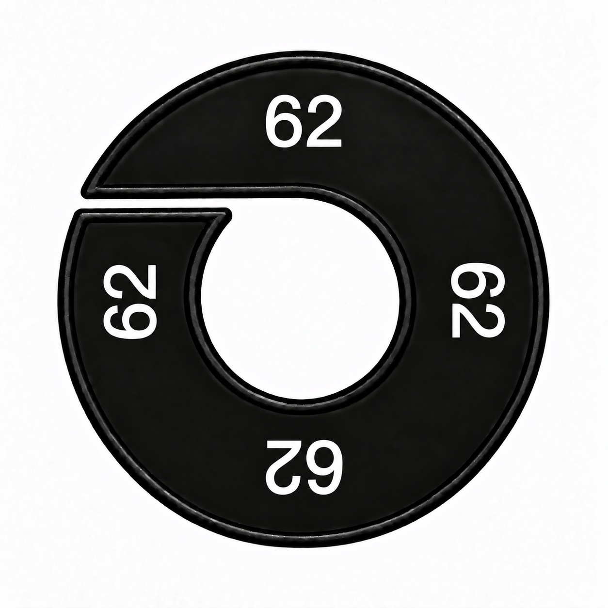 Maatring schijf kledingrek maat 62 zwart 9 cm