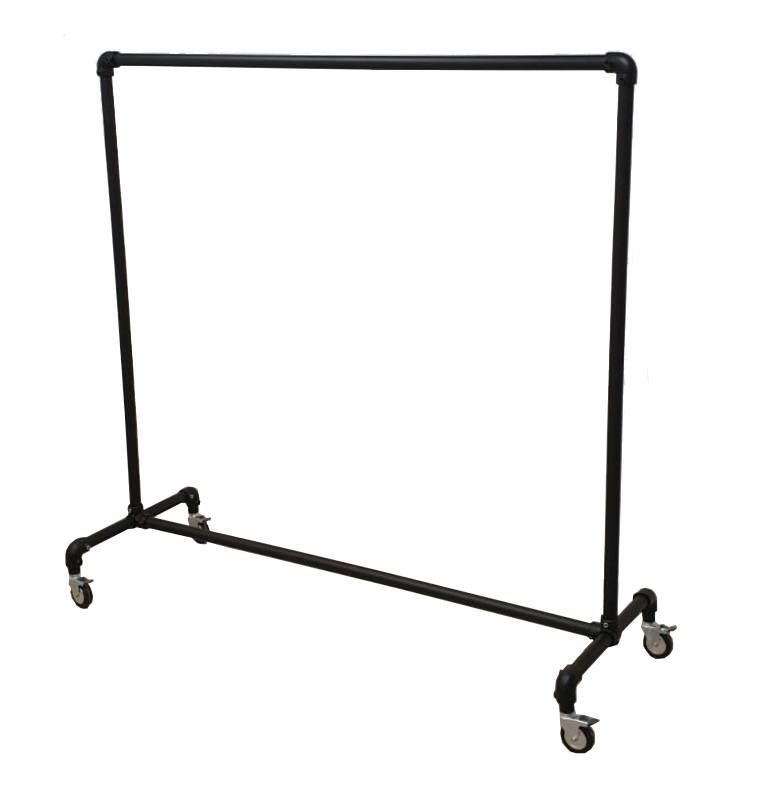 Steigerbuis kledingrek zwart op wielen 156 cm breed