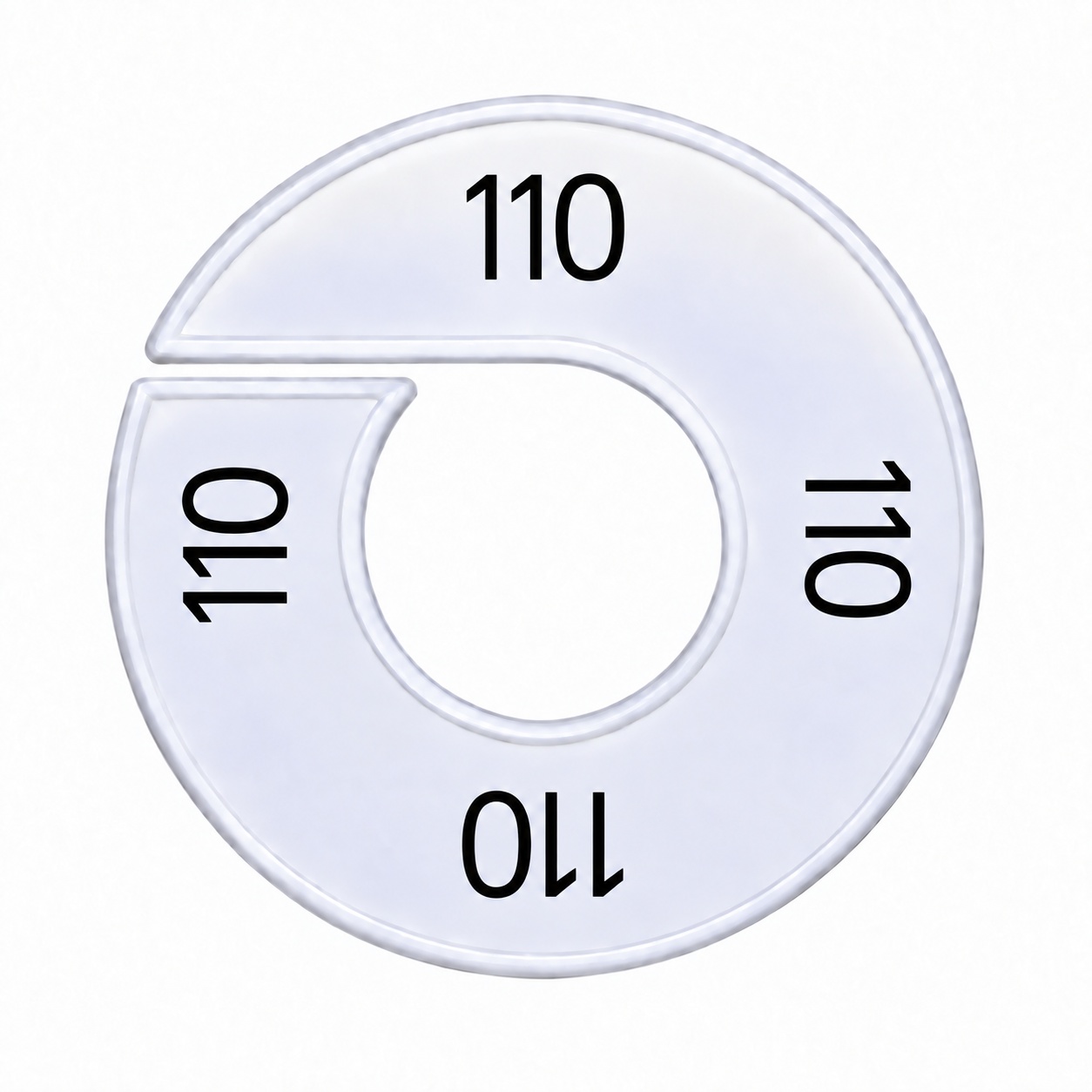 Maatring schijf kledingrek maat 110 wit 9 cm