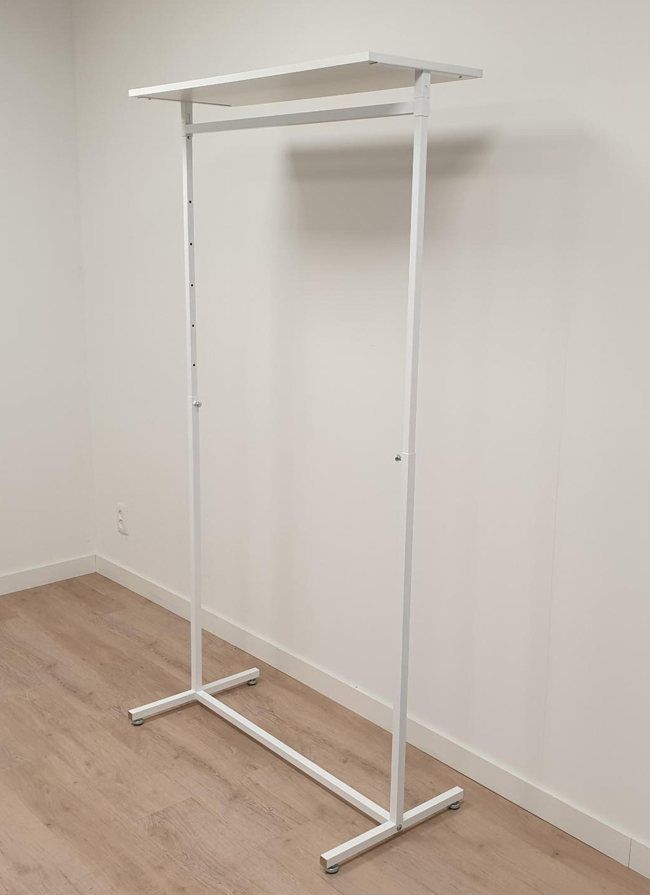 Kledingrek design 98 x 123-187cm verstelbaar wit met wit legbord hoog