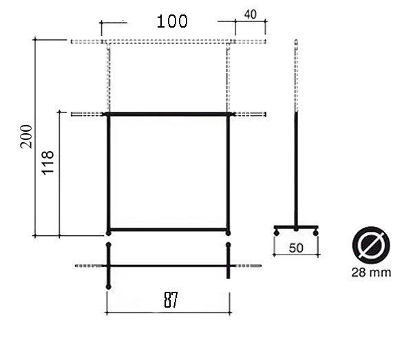 Vouwrek B100 x H118-200 cm Chroom