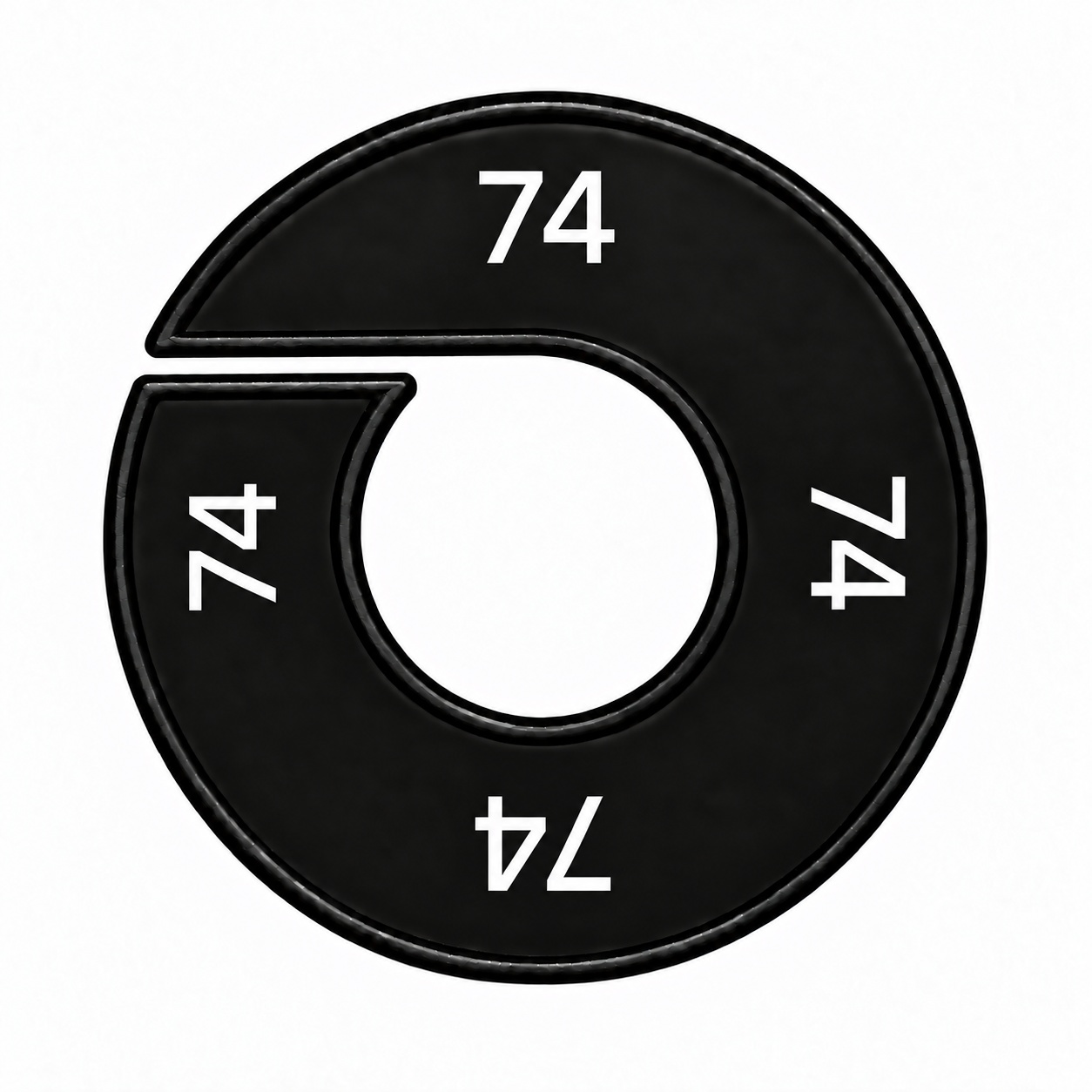 Maatring schijf kledingrek maat 74 zwart 9 cm