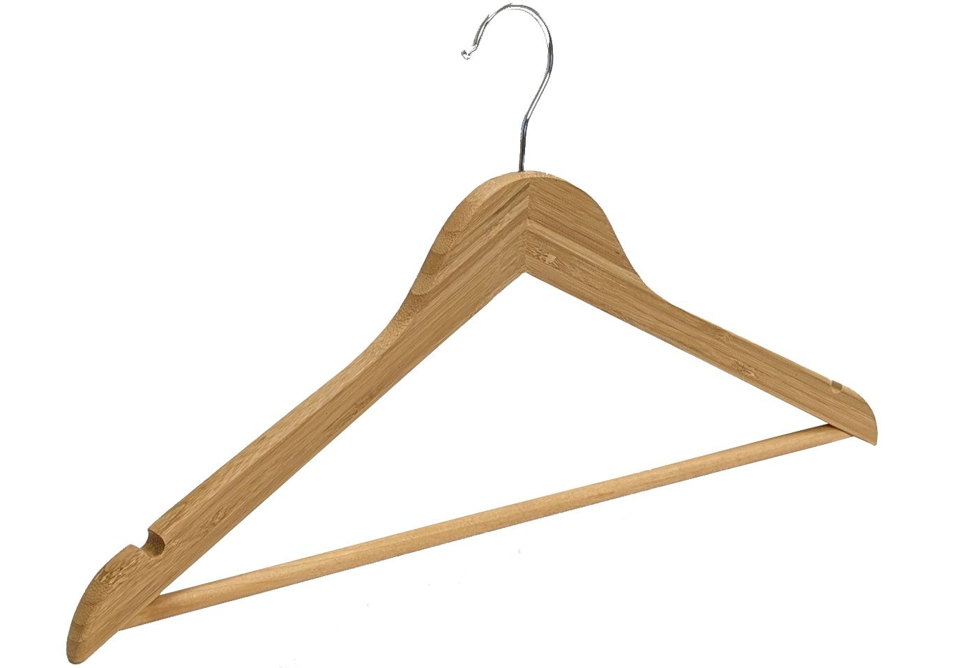 Licht geknikte bamboe hanger 44 cm mat gelakt met broeklat en rokinkepingen