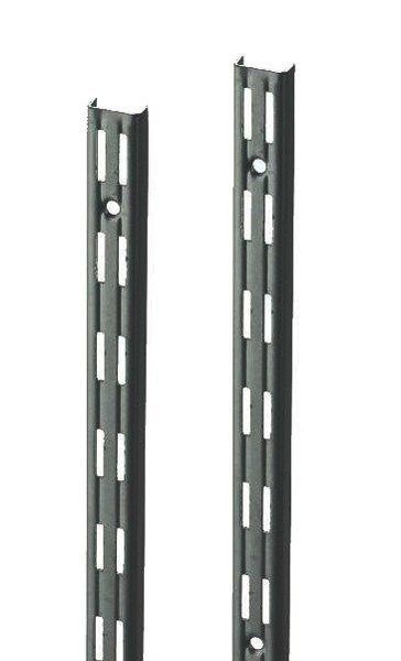 Wandrek rail zwart dubbele perforatie per paar 200cm lang