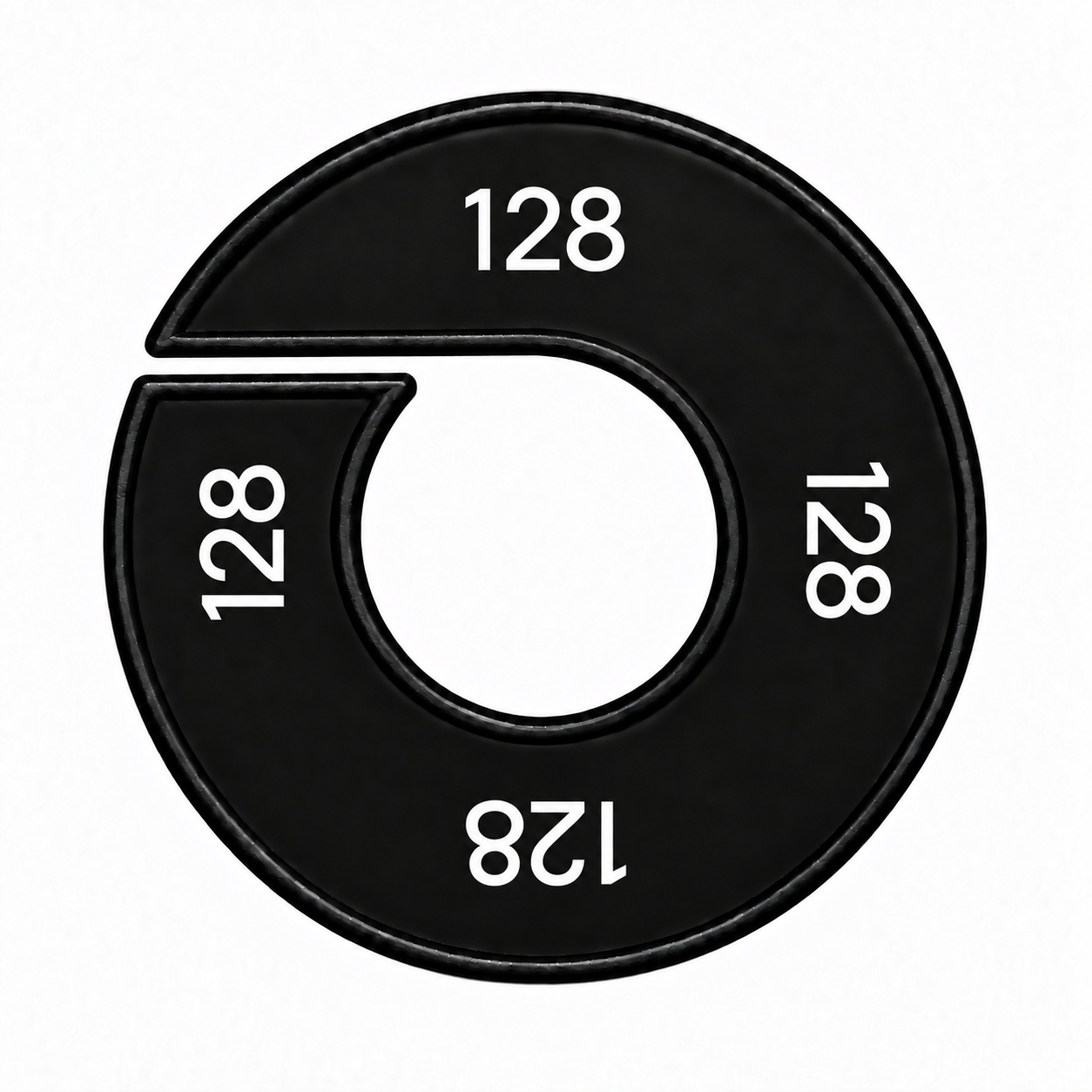 Maatring schijf kledingrek maat 128 zwart 9 cm