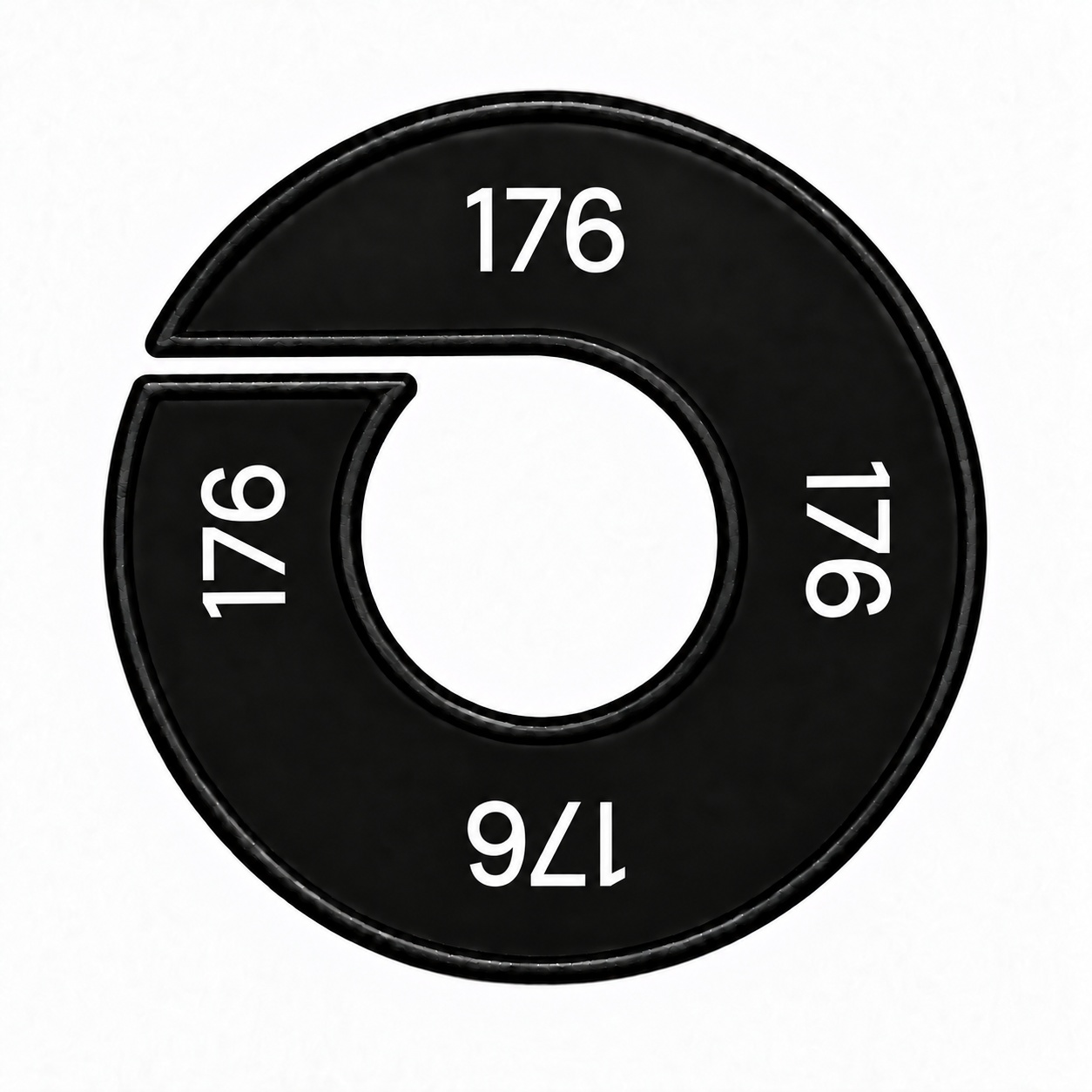 Maatring schijf kledingrek maat 176 zwart 9 cm