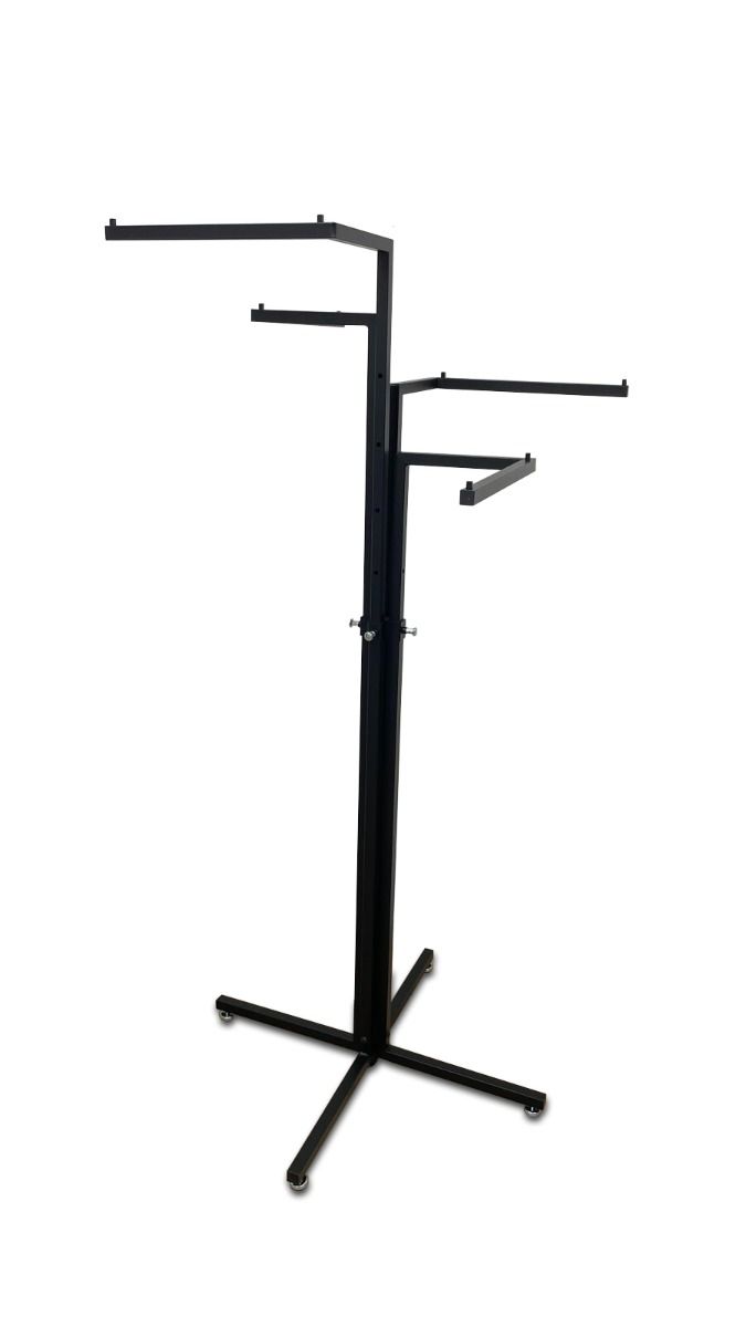 Kledingrek zwart verstelbaar 107-173cm hoog met 4 armen