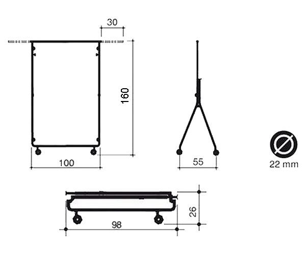Vouwrek B100 x H160 cm Chroom