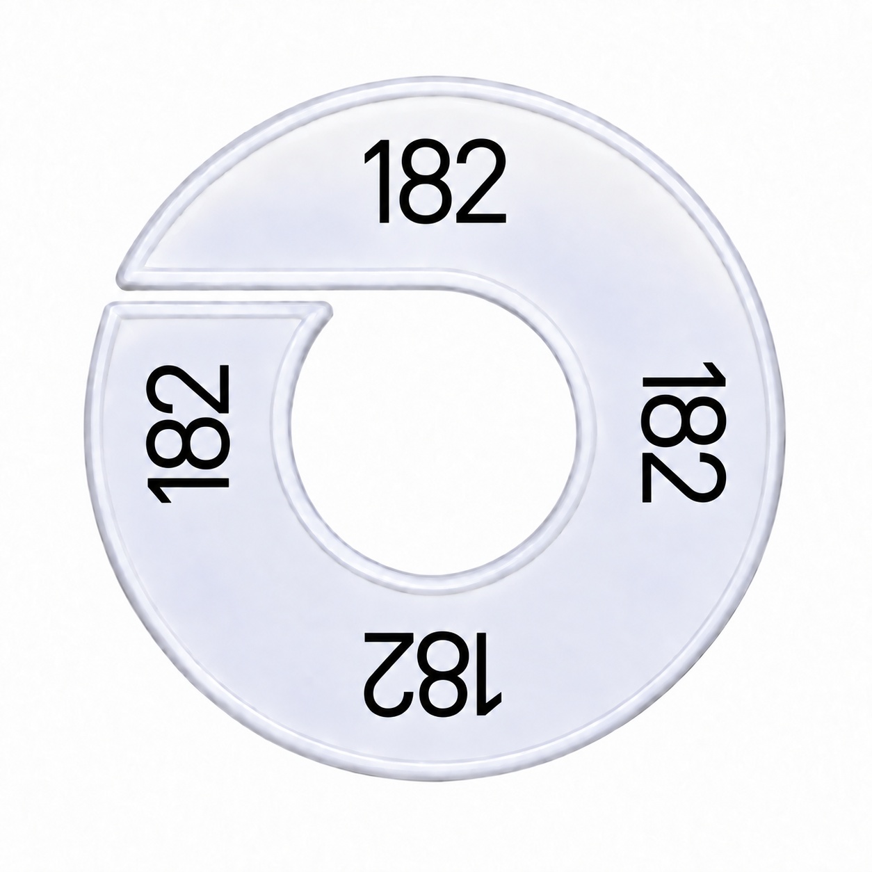 Maatring schijf kledingrek maat 182 wit 9 cm