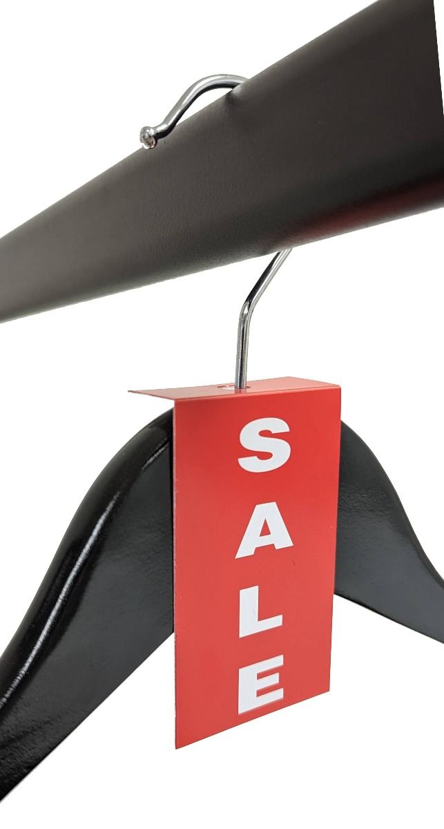 Label aanduider SALE rood kunststof voor kledinghanger voorbeeld