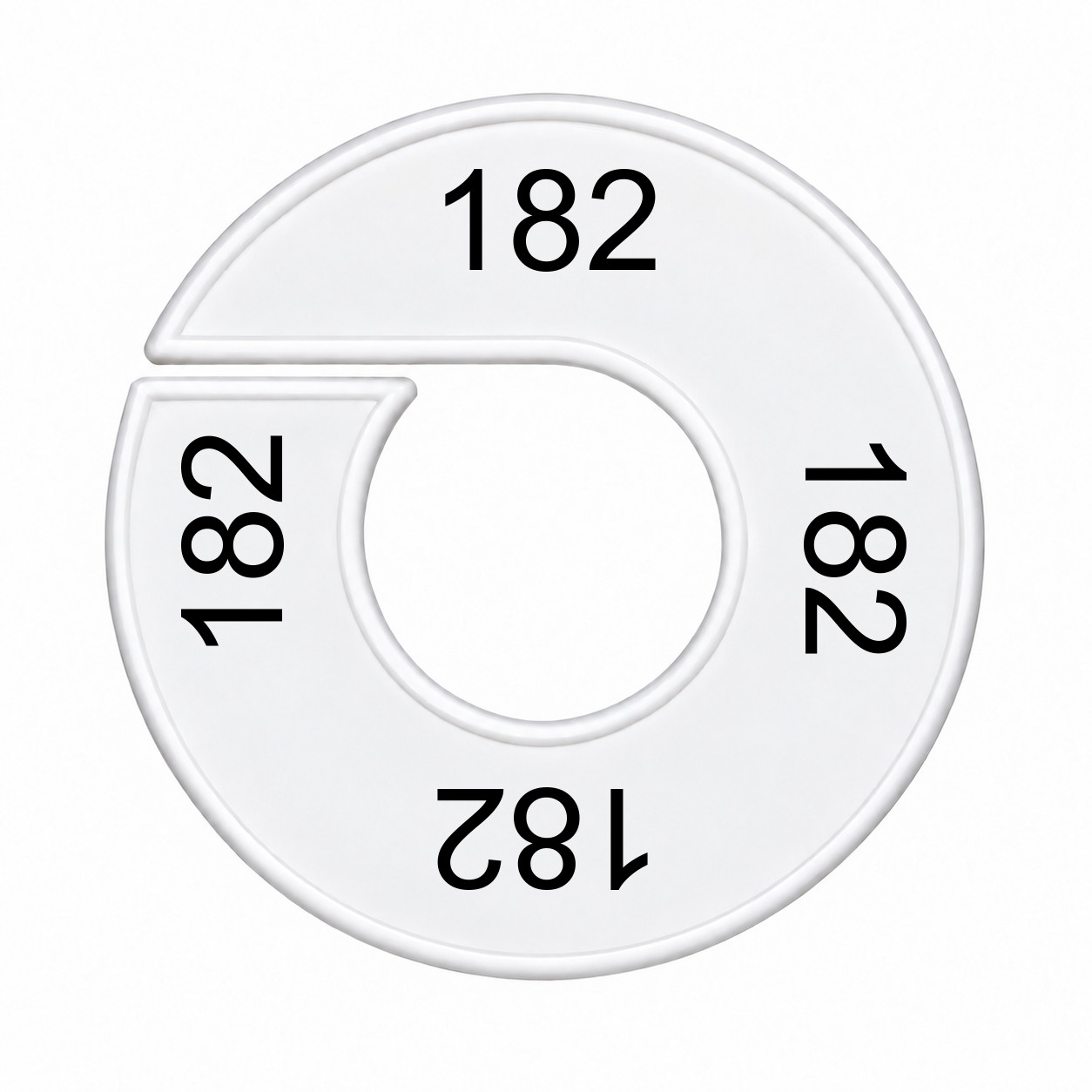 Maatring schijf kledingrek maat 182 wit 9 cm
