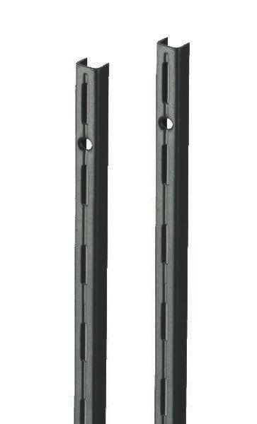 Wandrek rail zwart enkele perforatie per paar 200 cm lang