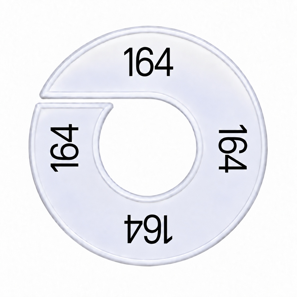 Maatring schijf kledingrek maat 164 wit 9 cm