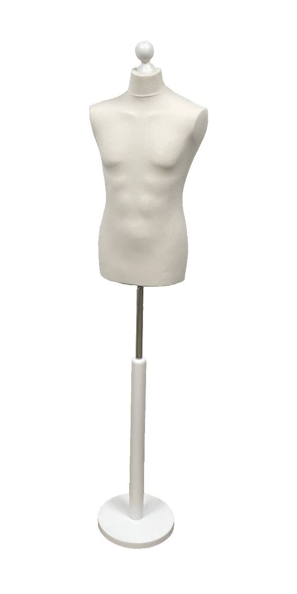Paspop man wit met witte ronde voet en knop