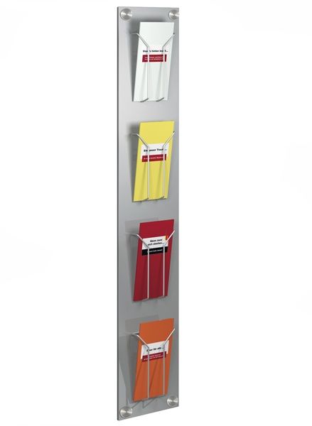 Folderrek wand / muur 4x 1/3 A4 zilvergrijs FR6196