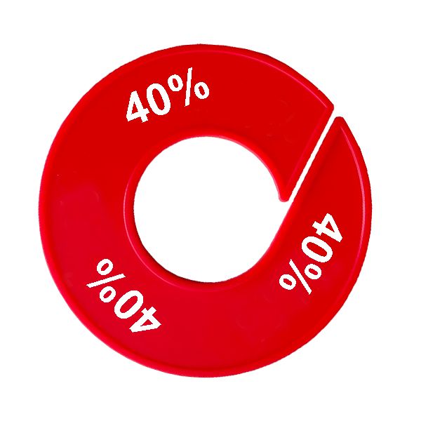 Maatring schijf kledingrek 40 % rood 9 cm