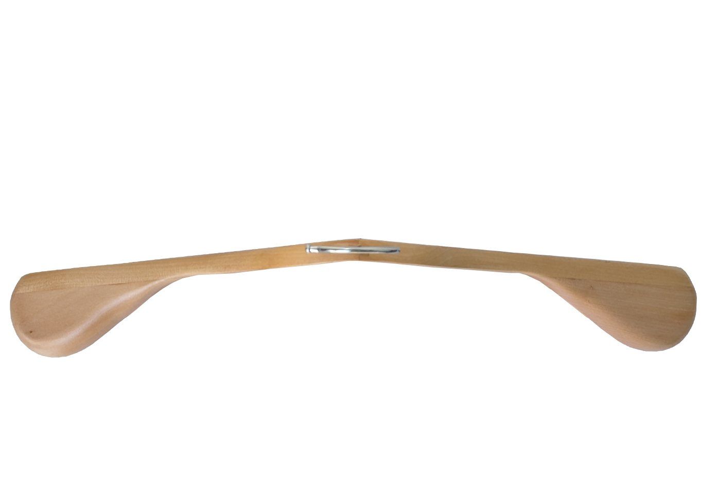 Kleerhanger 45 cm met brede schouders Blank gelakt bovenaanzicht