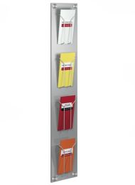 Folderrek wand / muur 4x 1/3 A4 zilvergrijs FR6196