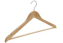 Geknikte kledinghanger 44 cm met broeklat Blank gelakt hout