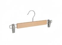 Kledinghanger recht hout 28 cm blank gelakt met klemmen