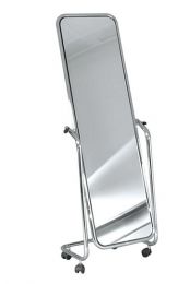 Passpiegel H143 cm Chroom op wielen verrijdbaar