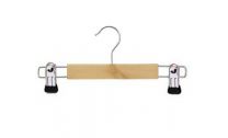 Kledinghanger recht hout 28 cm blank gelakt met klemmen