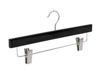 Kledinghanger recht hout 34 cm zwart met klemmen