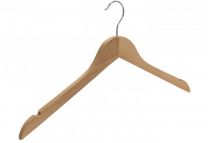 Vlakke kleerhanger 44 cm met inkepingen Blank gelakt hout