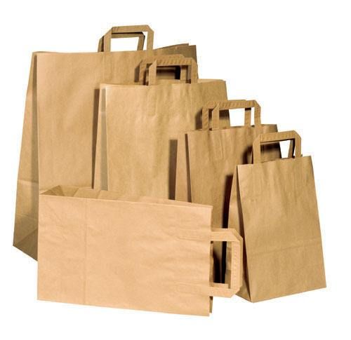 Papieren draagtas 32+14x42 cm per 50 st Kraft