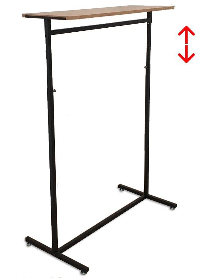Kledingrek design 98 x 123-187cm verstelbaar zwart met eiken legbord