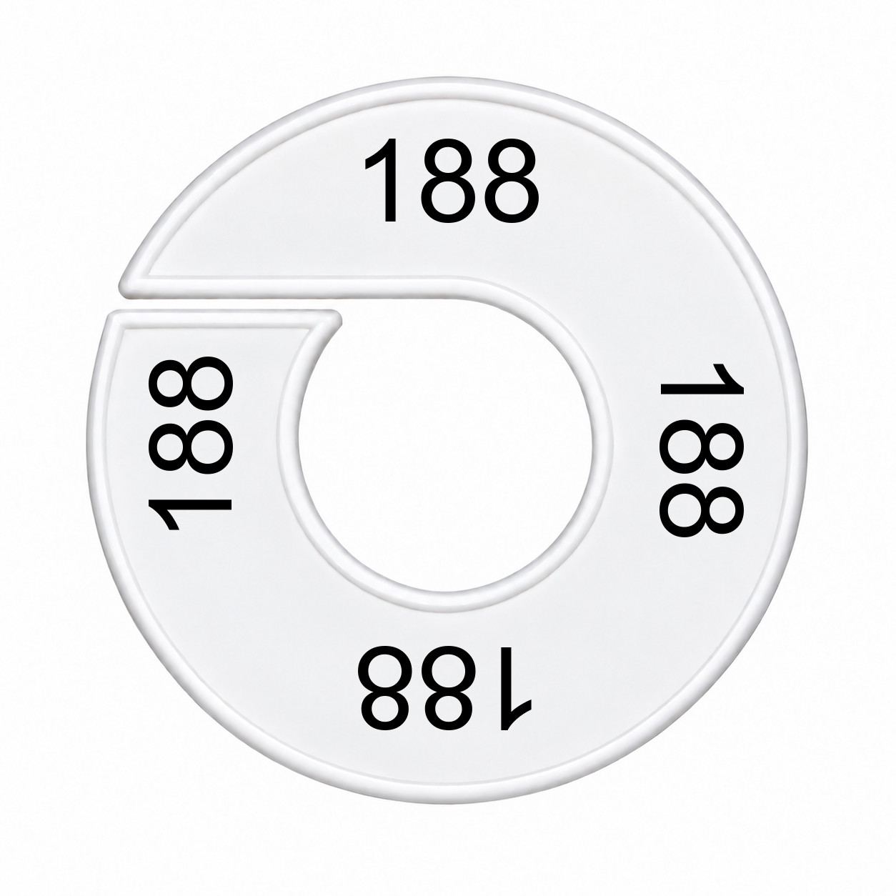 Maatring schijf kledingrek maat 188 wit 9 cm